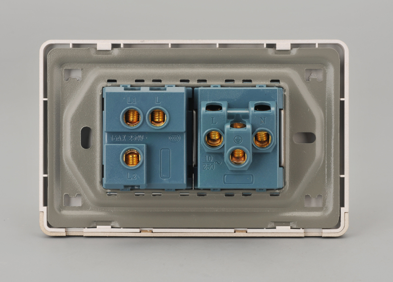 香檳色118型開關插座q7系列一開一插一開三孔 一開五孔孔插座面板