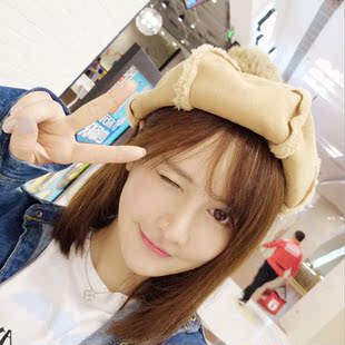 韩国秋冬英伦画家八角帽毛毛球贝雷帽女甜美可爱学生软妹帽子女