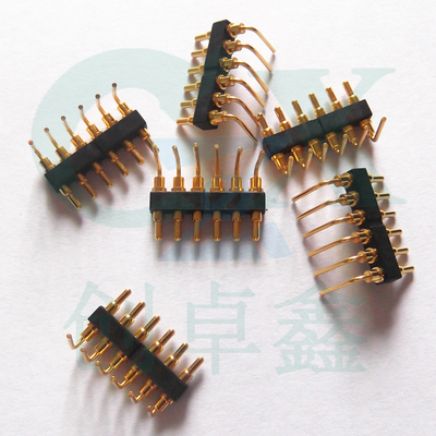 6pin折弯弹簧针连接器 pogopin 大电流连接器 电池顶针 厂家直销