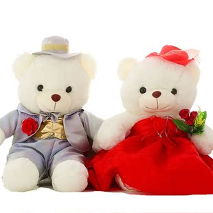 婚纱熊一对情侣公仔穿礼服泰迪熊新婚礼物压床布娃娃毛绒玩具包邮