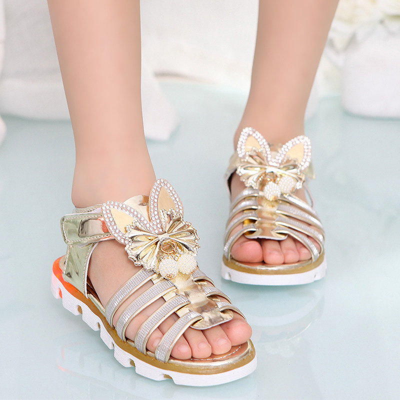 女童凉鞋2017新款夏季韩版中大童公主鞋学生宝宝鞋儿童凉鞋女灯鞋