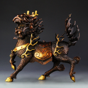 玄清阁道教开光纯铜麒麟摆件精铜实心麒麟手把件招财镇宅镇符纸