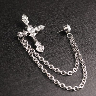 韩版时尚衬衣领针男女链条针扣 胸针衣领扣领链胸章 衣领子饰品