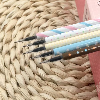 晨光水性笔芯批发小清新全针管中性替芯0.35mm黑色晶蓝色签字笔芯