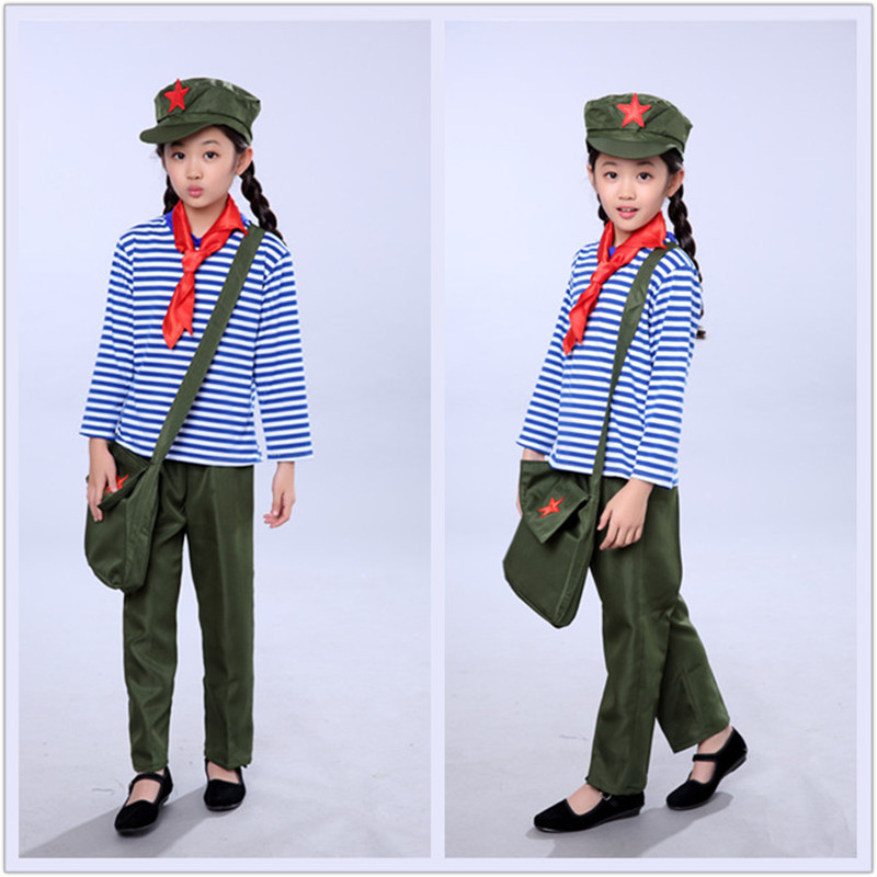 兒童舞蹈幼兒軍裝小紅軍演出服紅衛兵表演服裝男女款雷鋒服裝