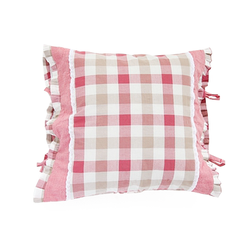 简布双层加厚格子抱枕