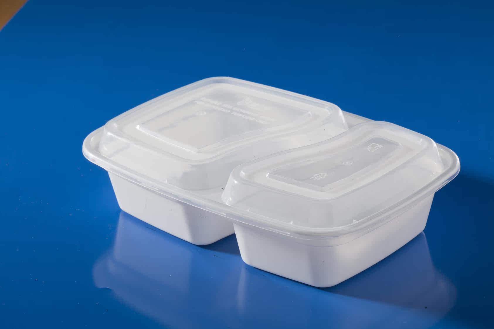 一次性餐盒分格长方形塑料打包饭盒两格快餐盒双格美式打包盒