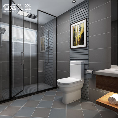 灰色现代简约仿古砖600x600北欧瓷砖 厨房卫生间黑白哑光防滑地砖