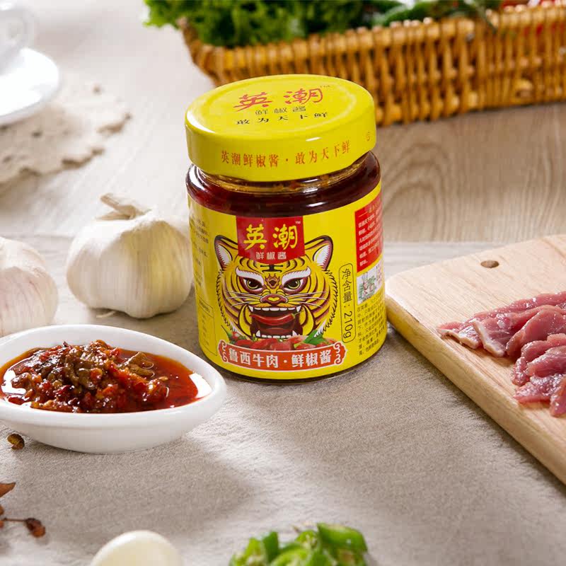英潮鲁西牛肉鲜椒酱210g意大利面牛肉酱辣椒酱拌面酱香辣酱拌饭酱