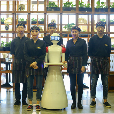 爬山虎送餐机器人餐厅服务员饭店端菜自动传菜智能送餐美女机器人