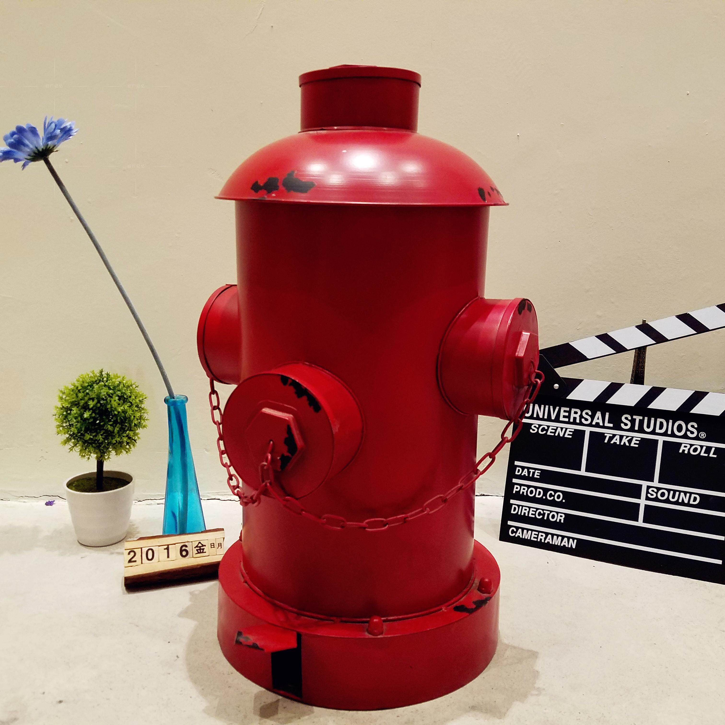 高档铁艺消防栓垃圾桶创意脚踏式酒吧办公室卧室客厅复古工业风格