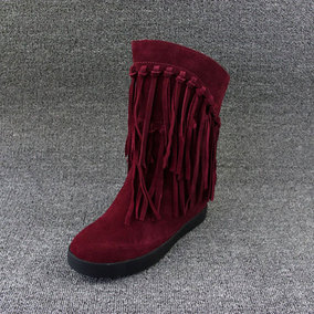 2016秋冬新款正品百惠公主真皮韩版时尚女靴棉靴流苏清仓处理女鞋