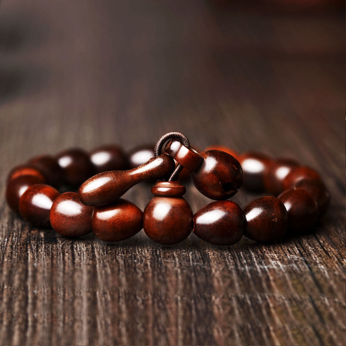 送福阁开运天然雷击桃木木鱼佛珠手链转运手串男女款风水饰品包邮