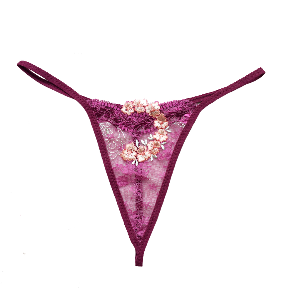 4条装丁字裤女士性感蕾丝t裤黑色无痕透明内裤红色低腰t-back包邮