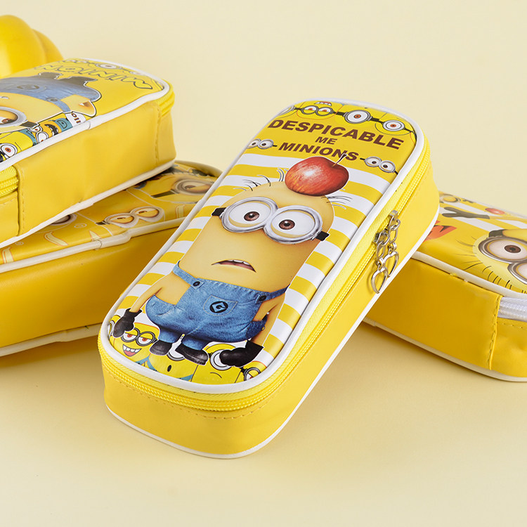 韩国简约创意小黄人铅笔袋男女中小学生多层文具盒铅笔盒大容量