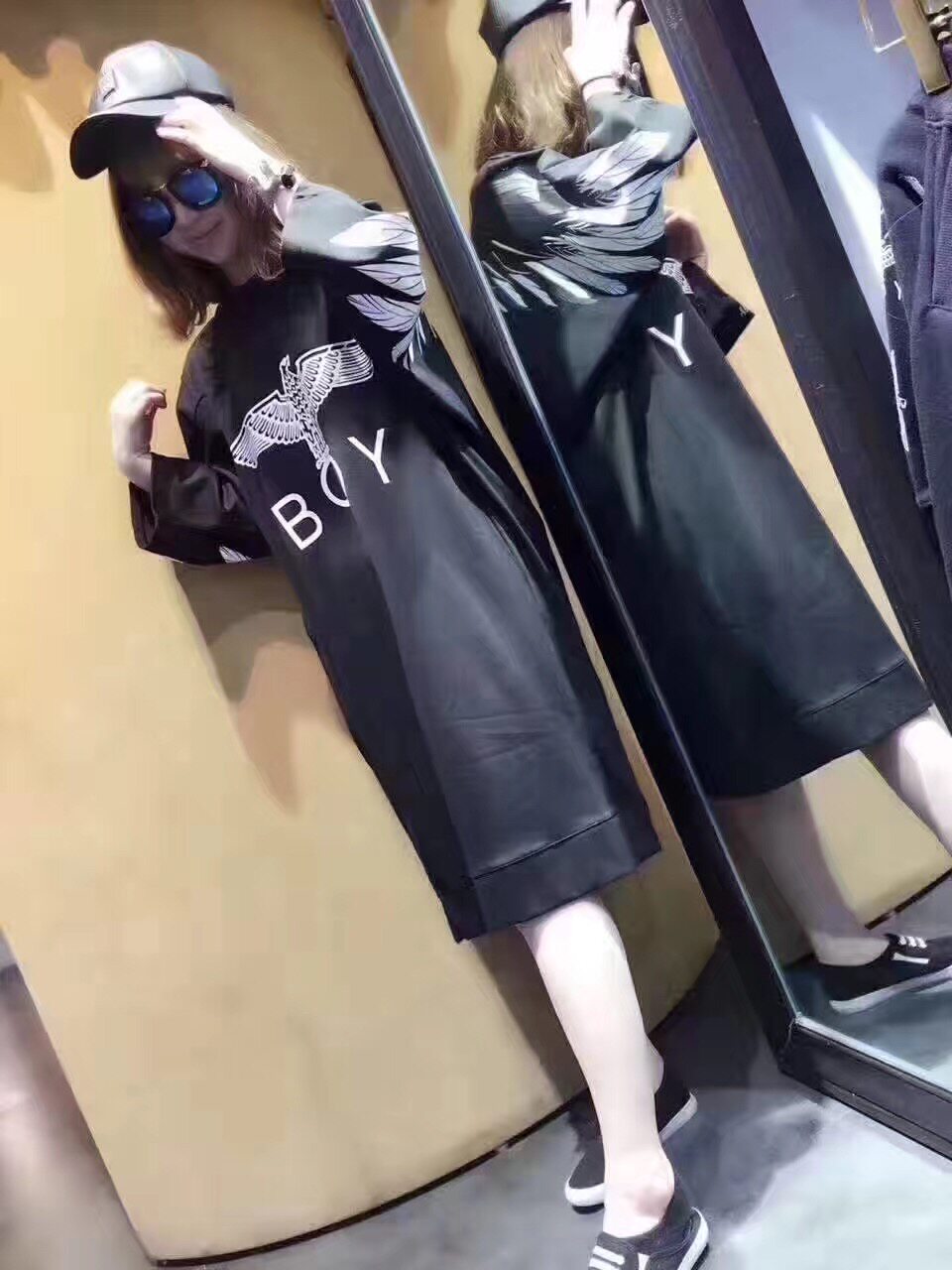 韩国代购保真boy london17新款后背翅膀老鹰宽松圆领短袖t恤男女