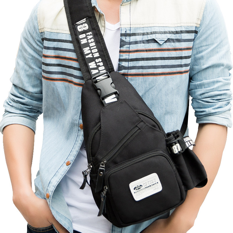 牛津布胸包 男士韩版潮休闲帆布斜挎包小背户外运动包单肩包男包