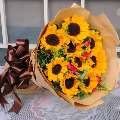向日葵生日花束 爱情鲜花同城鲜花速递无锡花店向日葵市区包邮