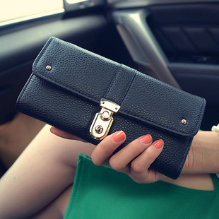 精致锁头女钱包锁扣长款钱包女士手拿包手挽包手抓包送朋友钱夹