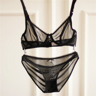 内衣vissn欧美女士文胸套装 蕾丝柔软 超薄性感网纱透明隐形诱惑内衣