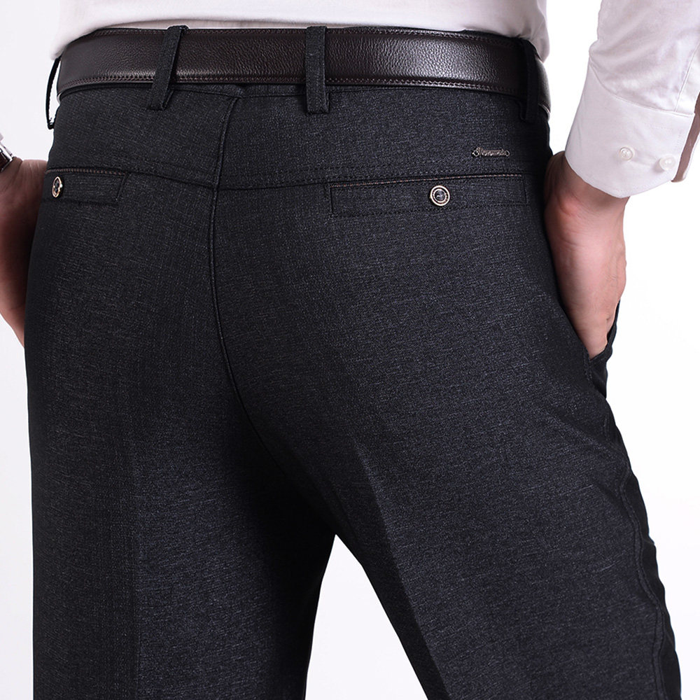 秋季中年男士休闲裤宽松高腰中老年人男裤春秋西裤爸爸装长裤子40