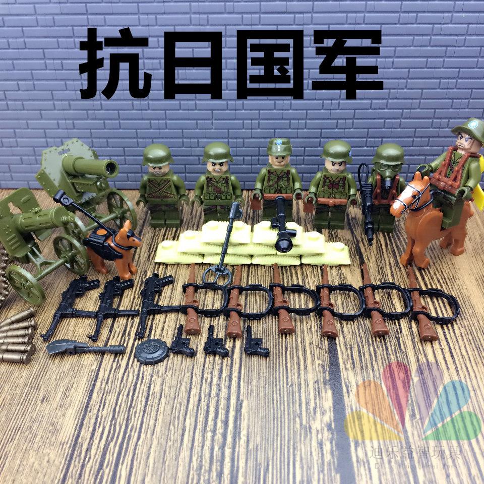 迪龍71001抗日遠征軍國軍積木兼容樂高軍事第三方二戰重機槍人仔