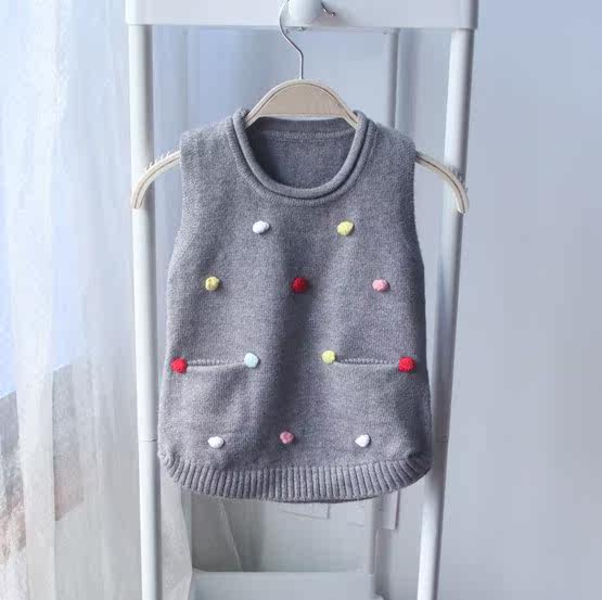 一岁女宝棉马甲春秋毛衣坎肩背心2-3小女孩韩版婴幼儿保暖针织衫4