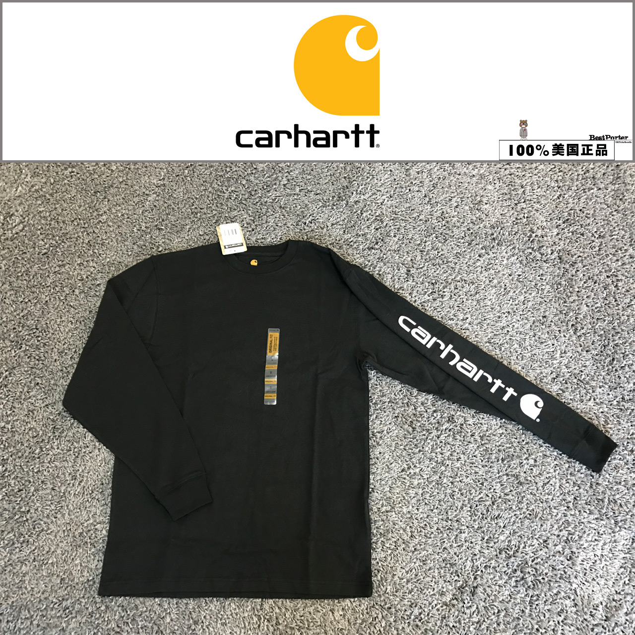 现货秒发 正品carhartt signature logo卡哈特纯棉男长tee长袖t恤