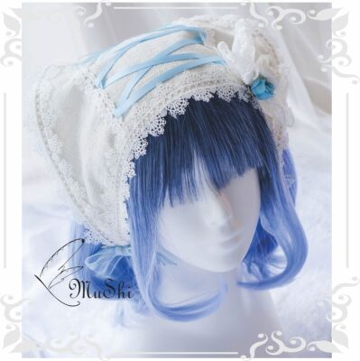 虫叔☆原宿lolita假发日系软妹深蓝色短发【鲸鸿】cos渐变色直发