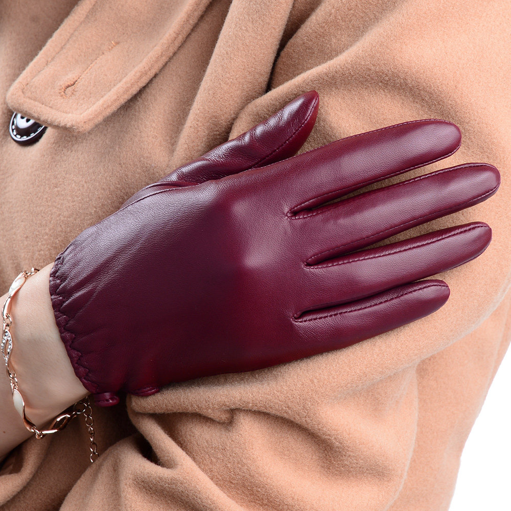 罗欧蒂斯 进口羊皮手套 女士秋冬真皮手套时尚短款皮手套骑车薄