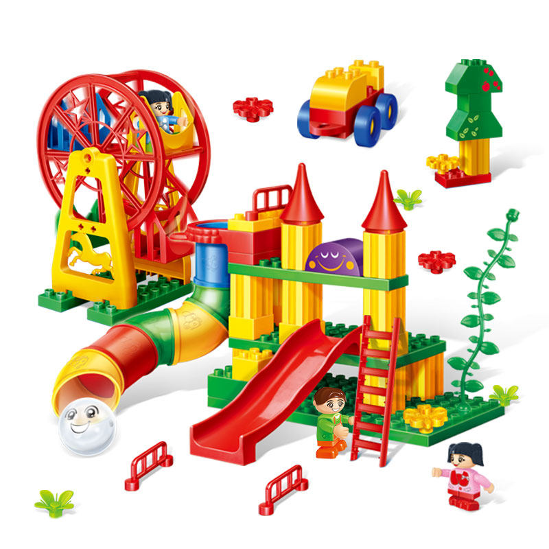 邦宝益智拼插幼儿园儿童大颗粒积木早教玩具管道摩天轮游乐场6515