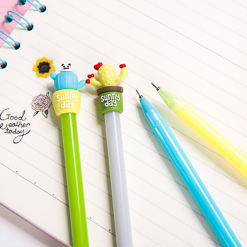 韩国小清新多肉可爱中性笔 韩版学生用创意超萌好看黑色碳素笔