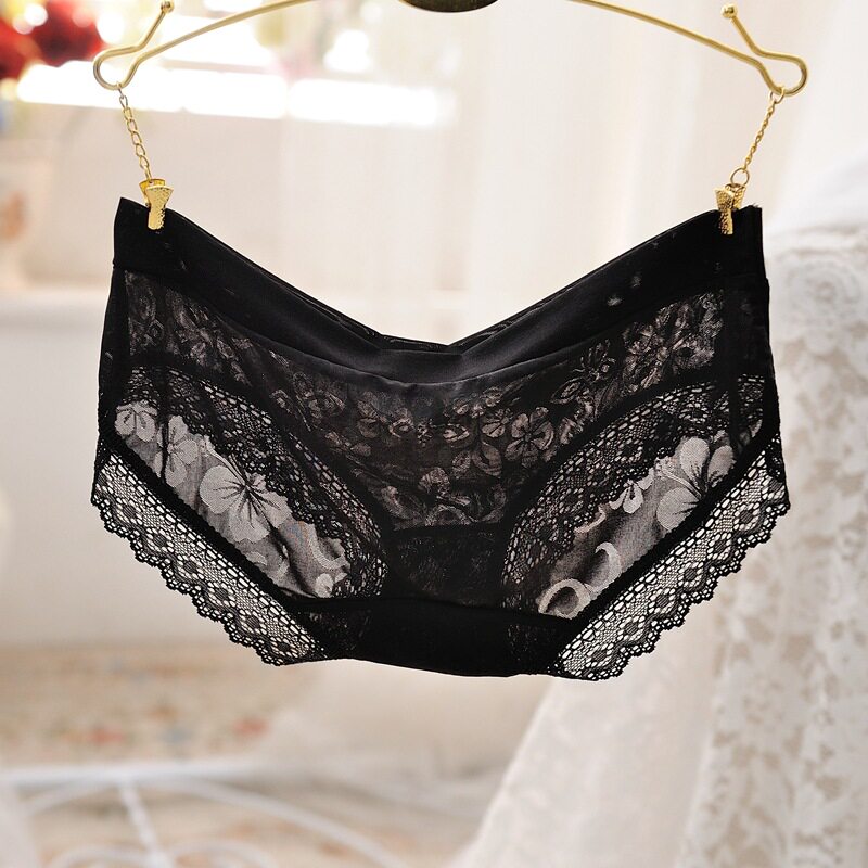 超薄性感内裤 女士透明冰丝舒适透气蕾丝网纱露毛诱惑低腰三角裤