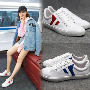 唐嫣明星同款鞋韩版小白鞋白色运动鞋休闲板鞋子真皮系带百搭女鞋