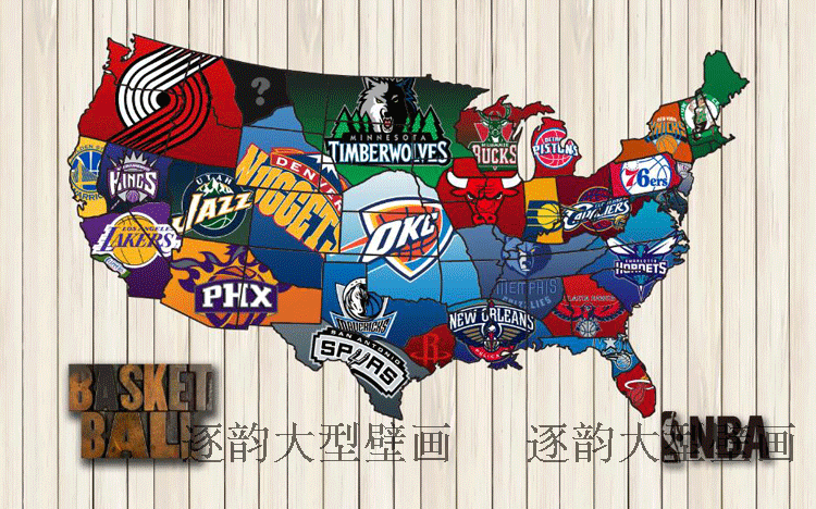 nba球队地图分布-千图网