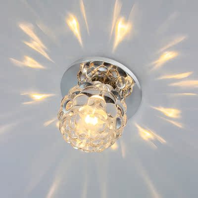 创意过道灯圆形水晶灯小玄关灯具客厅卧室走廊灯简约led吸顶灯饰