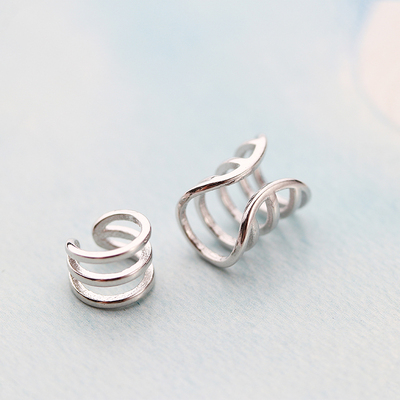 s925纯银耳骨夹耳夹韩国简约无耳洞耳扣u型假耳钉夹耳环银饰男女