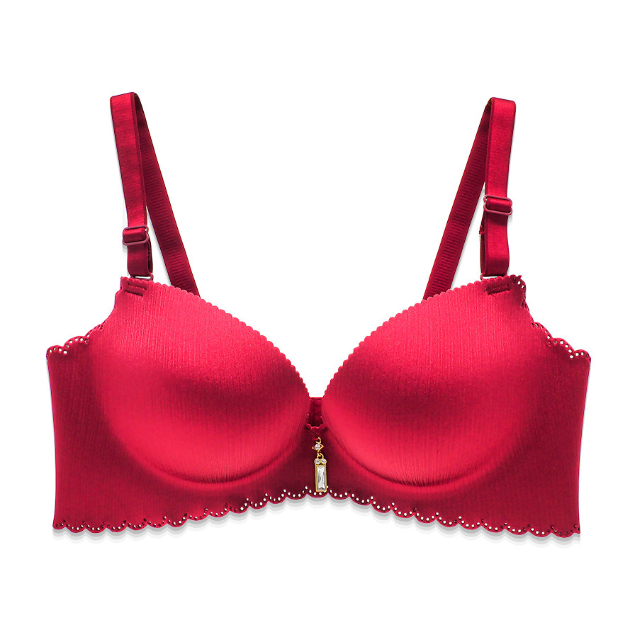 亿柔p510512 拉丝光面无痕扣上薄款下厚文胸性感本命年红色内衣女