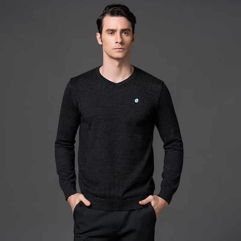 男士长袖t恤宝马男装2016冬装新款中年商务休闲翻领条纹品牌体恤