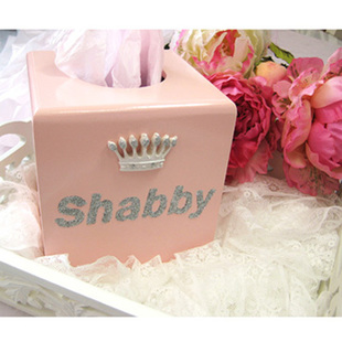 『韩国进口家居』mc1617 粉色皇冠公主木质纸巾盒