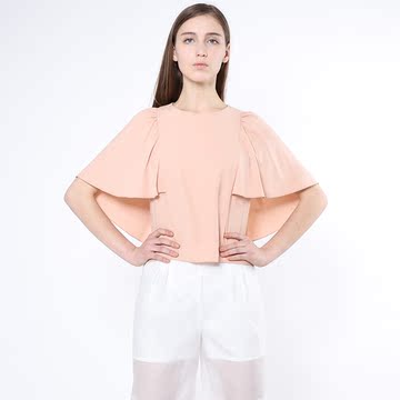 衣服 时尚女装 雪纺衫 this2014春装新款气质别致蝴蝶袖圆领雪纺衫女