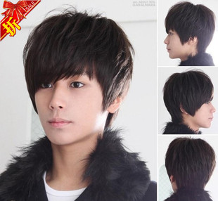 朵朵假发时尚男生假发新款假发男式假发男短发假发斜刘海jiafa