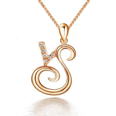 十二星座 摩羯座 18k金玫瑰金钻石吊坠项链女款 订婚结婚生日礼物