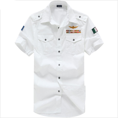 2015男装夏装空军感衬衫 男衬衣 白色