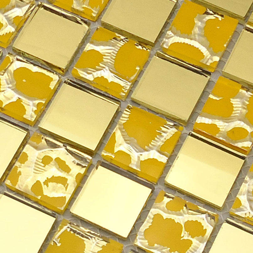 金色镜面玻璃马赛克 黄色龙纹电视背景墙 地板店铺装修精品