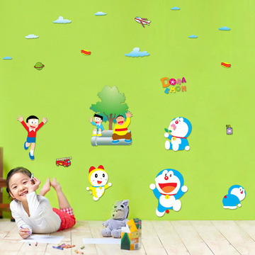 可移除墙贴纸 卡通叮当猫 墙纸贴画儿童房学校教室布置幼儿园贴花