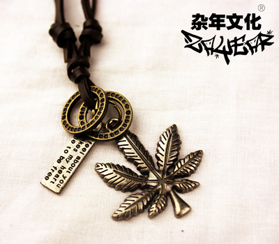 【杂年文化】牙买加雷鬼reggae嘻哈街舞rasta金属复古麻叶项链