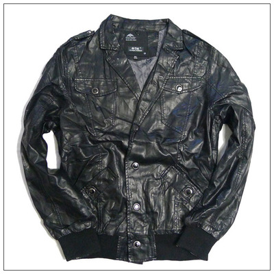 刀锋战士 怀旧风 可脱卸帽领 修身 小码 男士皮衣 男 机车服