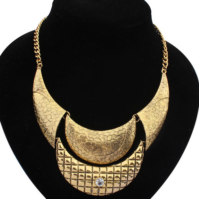 欧美项链 长款毛衣链假领子配饰复古金属夸张项链