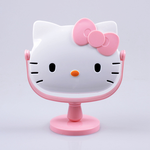 卡通旋转台式镜子韩版hellokitty可爱化妆镜梳妆镜可翻转手柄镜